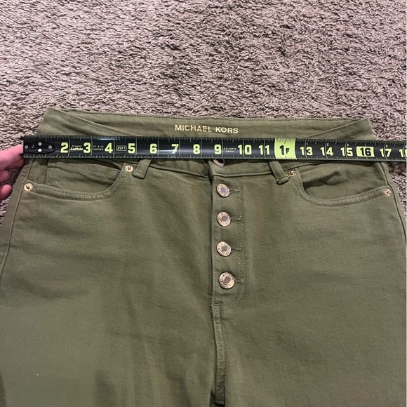 NWOT Women’s Michael Kors Green Cropped Wide Leg Jeans Size 8 - Picture 3 of 9